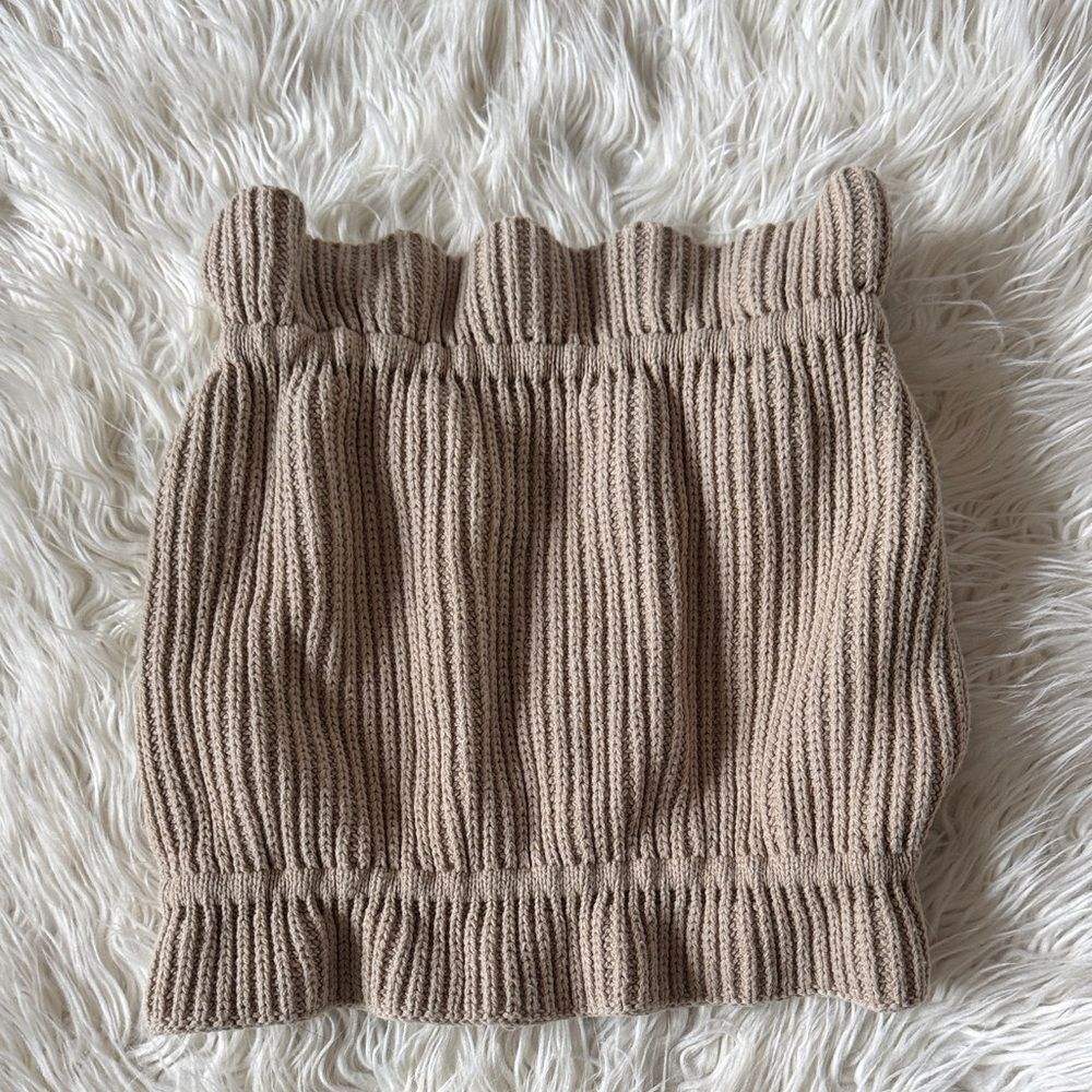 Tan Ribbed Knit Tube Top